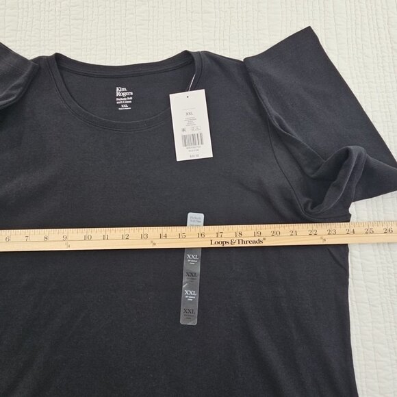 Kim Rogers Perfectly Soft Tee NEW Women's XXL Deep Black 3/4 Length Sleeve NWT - Picture 8 of 13